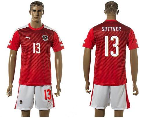 Austria #13 Suttner Red Home Soccer Country Jersey - Click Image to Close
